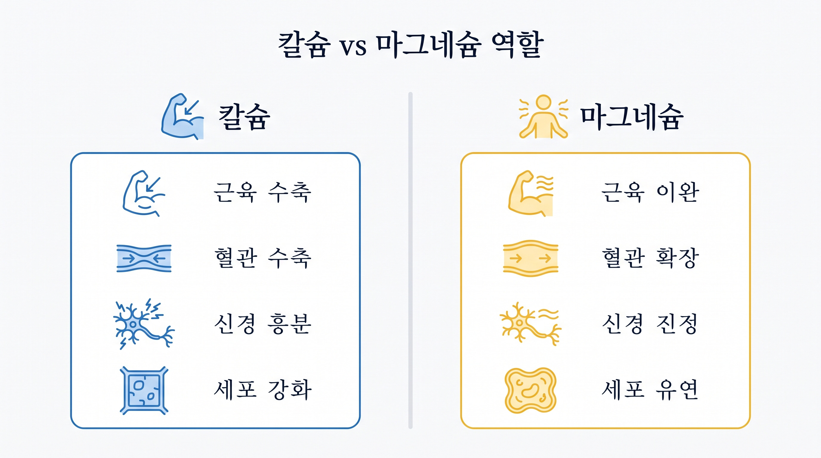 칼슘과 마그네슘은 체내에서 정반대 역할을 하며 균형을 이루어야 합니다